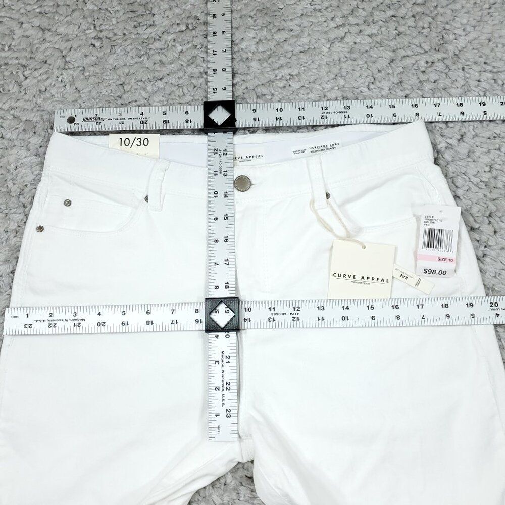 Curve Appeal Rae High Rise Straight Jeans Size 10 30 White Concealed Comfort - Picture 7 of 8